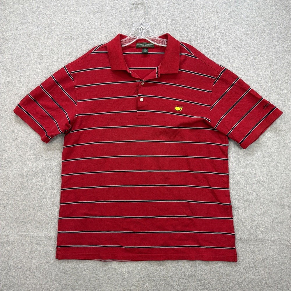 Masters‎ Collection Golf Polo Shirt Mens XL Red Striped Pima Cotton Augusta PGA